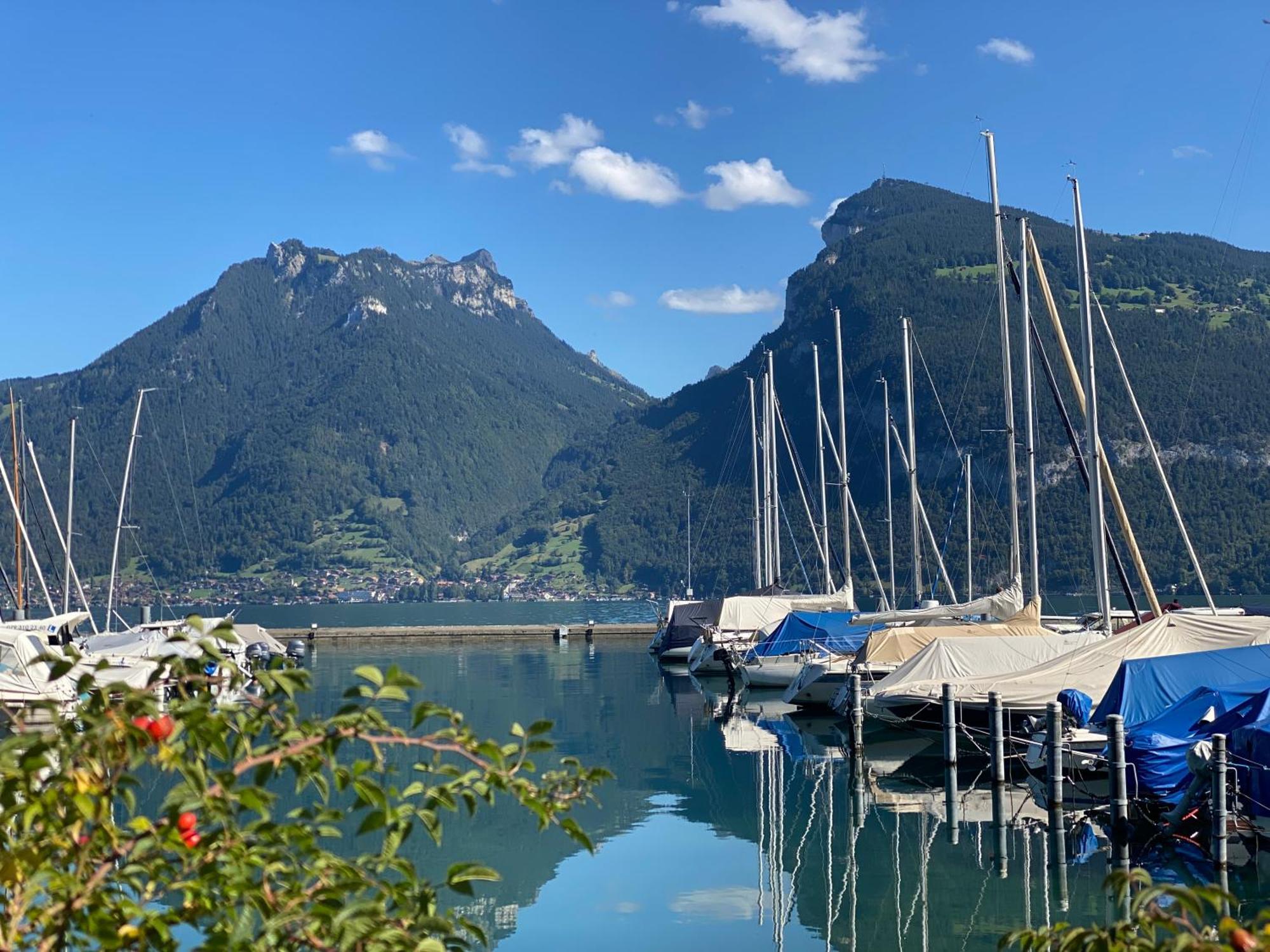Herrlicher Blick Auf Berge Und See Faulensee Eksteriør bilde